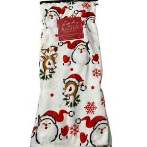 Fern Hill Christmas Plush Throw Blanket Santa Reindeer 50" x 70" NEW